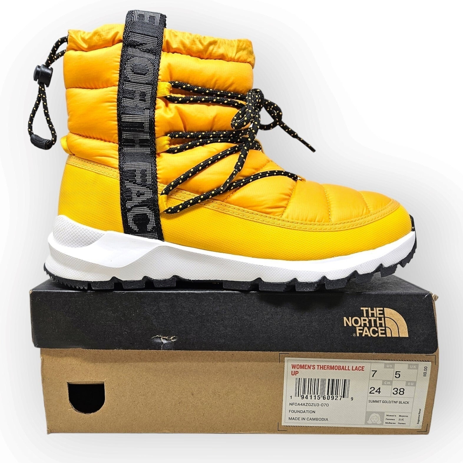 The North Face Womens Thermoball Lace 3 Boots / Summit Gold/TNF Black / RRP £100