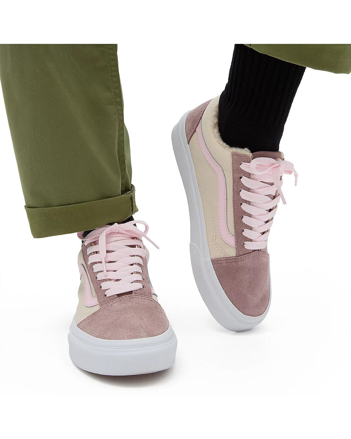 Vans Unisex Old Skool Sherpa Trainers / Beige Rose Pink / RRP £75