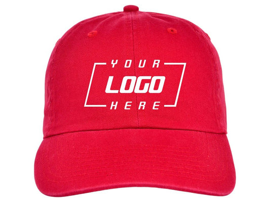 Unisex 6 Panel Plain Baseline Cap / Red / £18