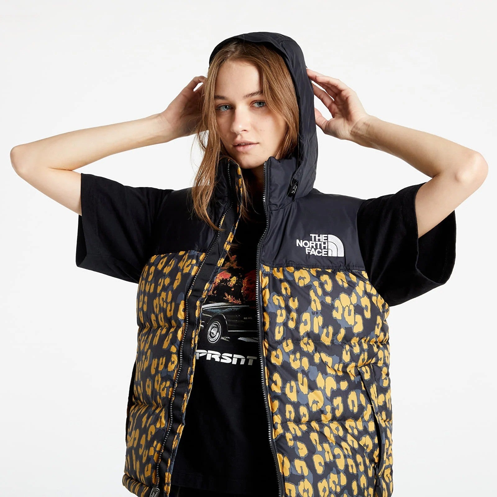 The North Face Womens Print Retro Nuptse Vest / Yellow / RRP £215