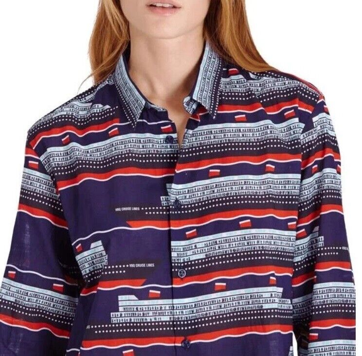 Vilebrequin Light Cotton Shirt / Unisex Caracal / Navy Red / RRP £165
