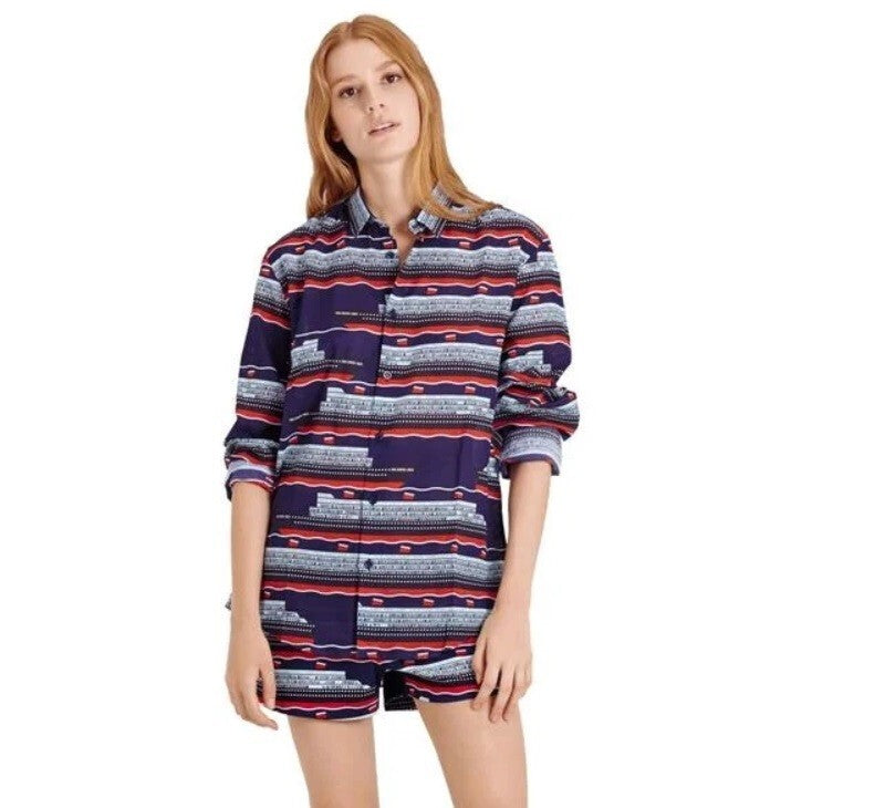 Vilebrequin Light Cotton Shirt / Unisex Caracal / Navy Red / RRP £165