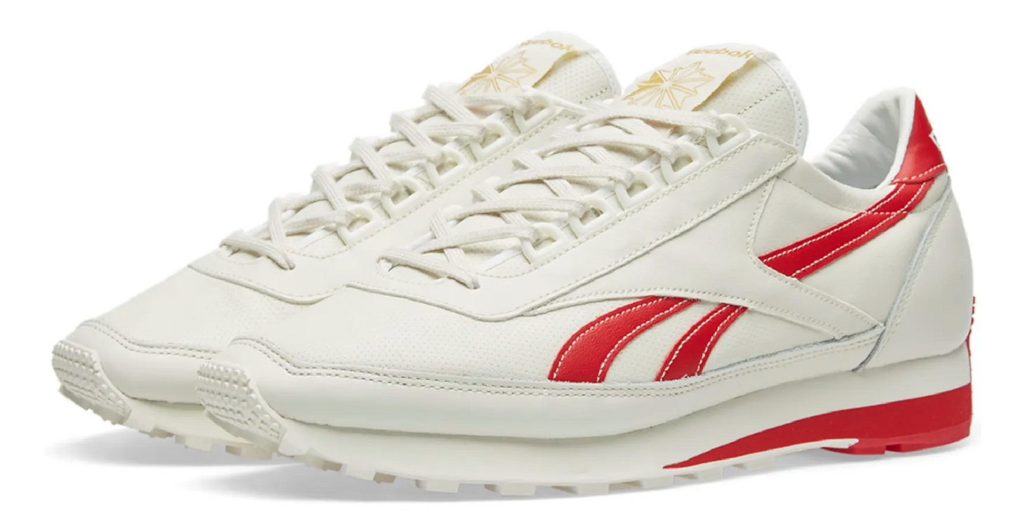 Reebok Mens Aztec Leather Trainers / Chalk Scarlet Red / BNIB / RRP £79