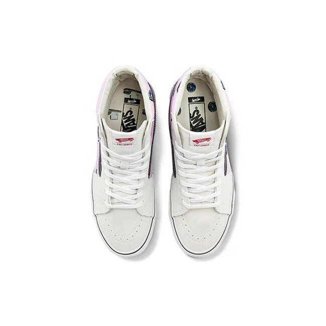 Vans Mens Sk8-Hi Doomsday White/Pink Trainers/Shoes / RRP £85