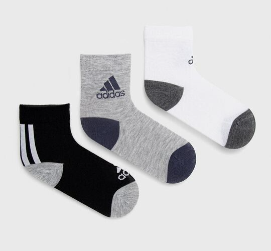 Adidas Infant 3 Pack Half Crew Socks / Black White Grey / RRP £12