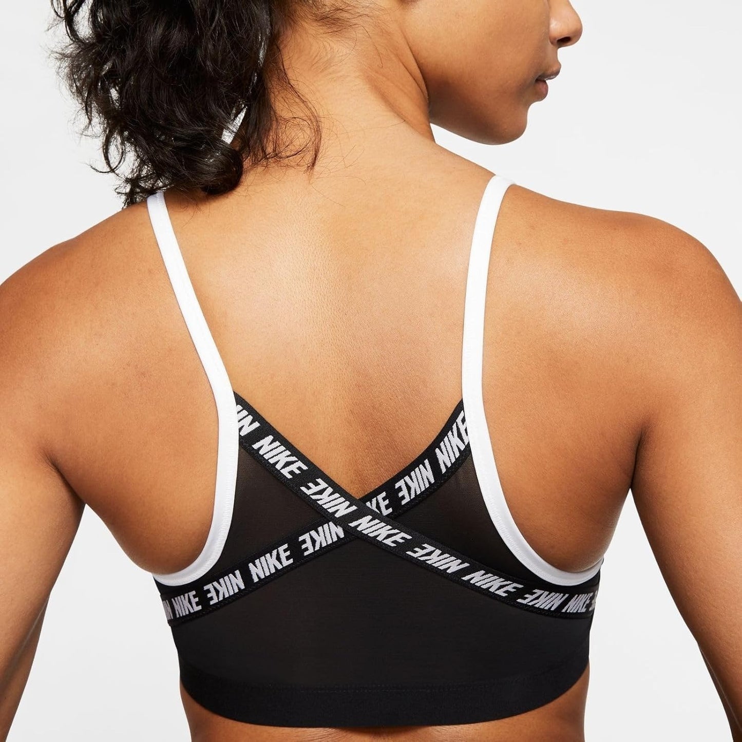 Nike Women's Indy Logo Sports Bra / White Black / Gym Fitness / RRP £30