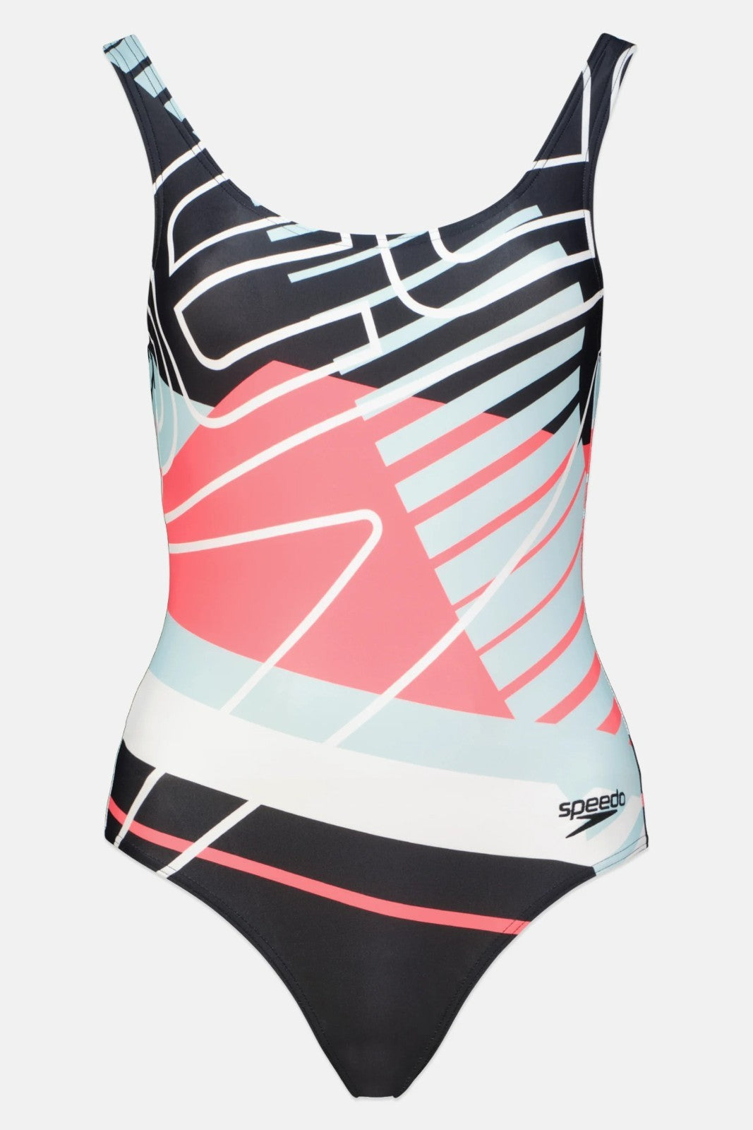 Speedo Women's Endurance+ U-Back Swimsuit / Black White Red / Swimwear / RRP £36