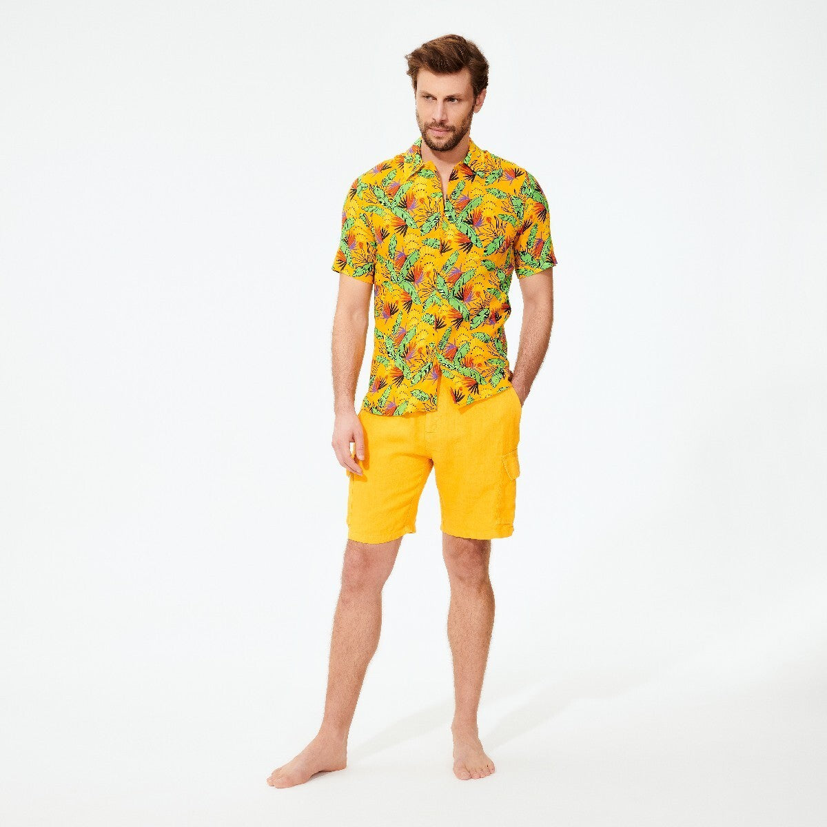 Vilebrequin Short Sleeve Charli Shirt / Floral Yellow / RRP £175