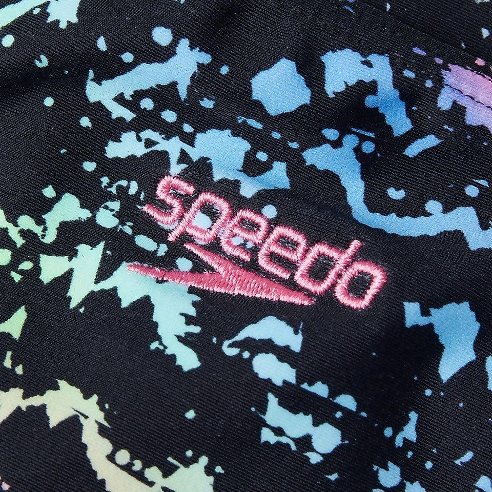 Speedo Girls Black Blue Swimsuit / Digital Placement Allover Medalist / RRP £22