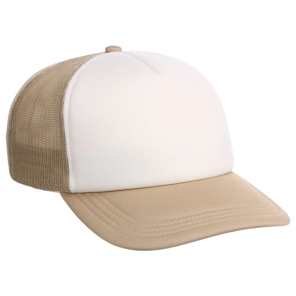 Crowns By Lids White Khaki Foam Trucker Cap / RRP £18