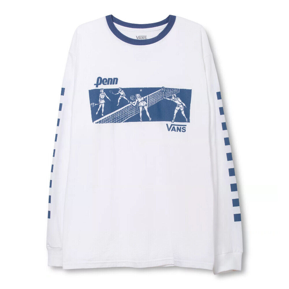 Vans X Penn Sport Long Sleeve T-Shirt / White Blue / Men / RRP £42