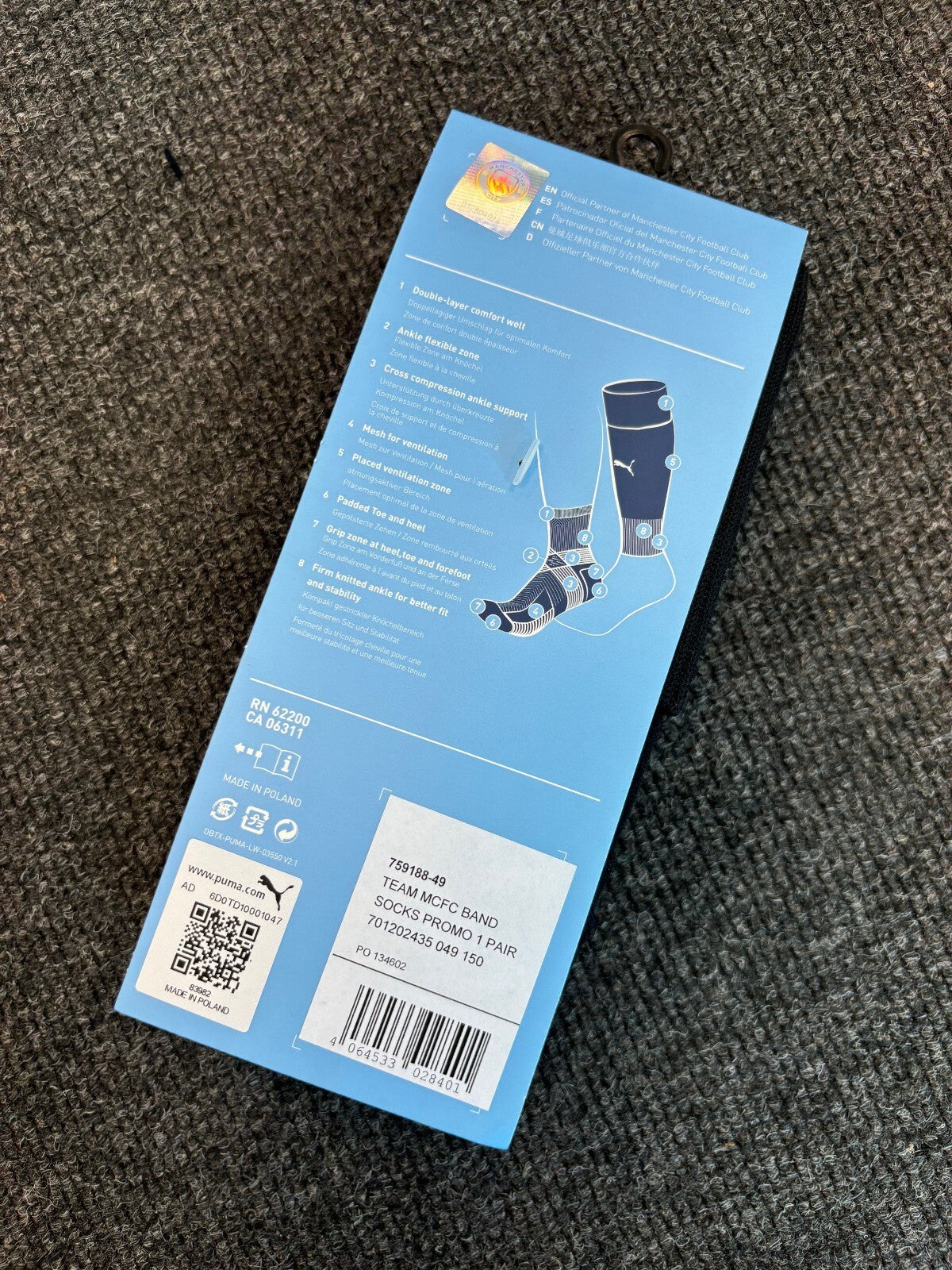 Puma Kids Manchester City 2-IN-1 Football Socks / Black / RRP £16