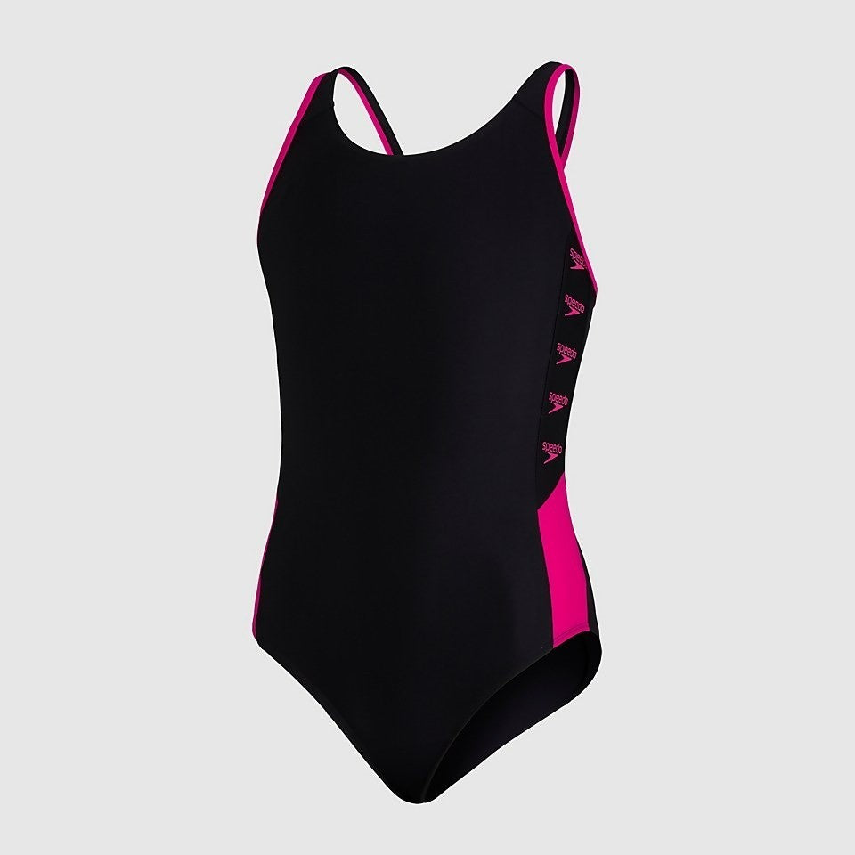Speedo Girls Boom Logo Muscleback Swimsuit / Black / RRP £18