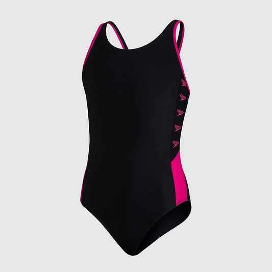 Speedo Girls Boom Logo Muscleback Swimsuit / Black / RRP £18