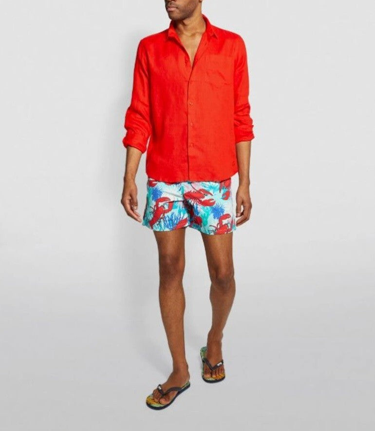 Vilebrequin Mens Linen Shirt / Caroubis / Red / RRP £185