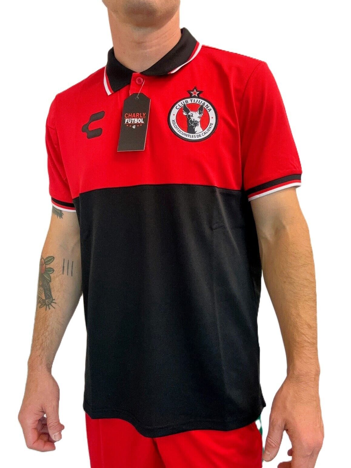 Charly Club Tijuana Football Polo Shirt / Black Red / RRP £30