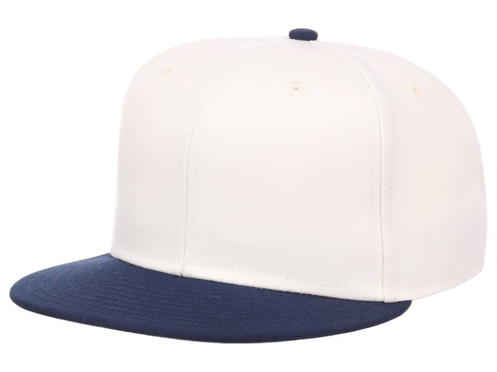 Unisex Plain Full Court Fitted Hat / Ivory Navy / £22