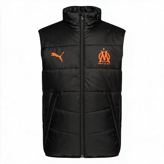Puma Mens Olympique Marseille Padded Gilet / Black-Orange / RRP £100