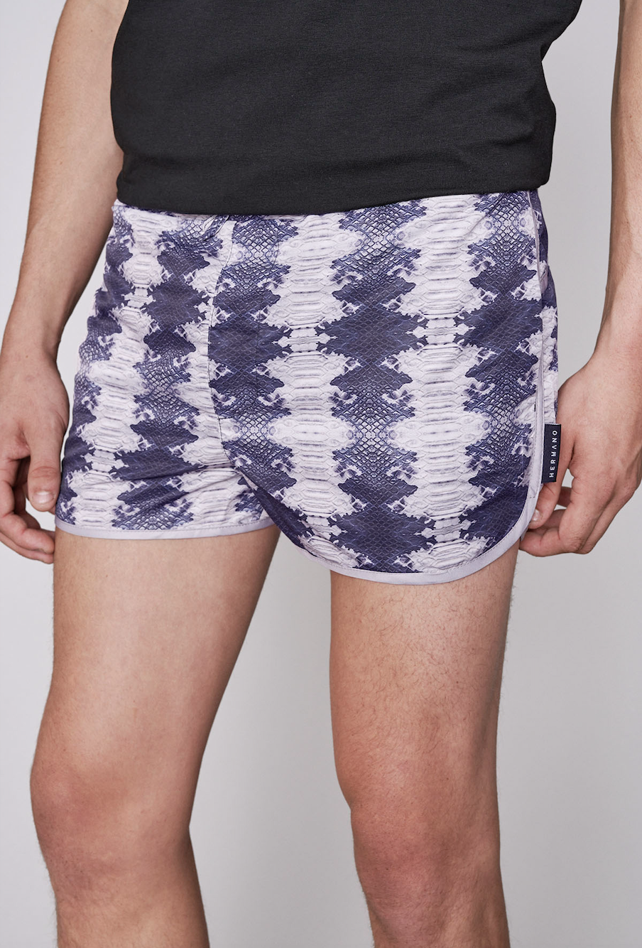 Hermano Mens Grey Snake Print Racer Swim Shorts / BNWT / RRP £35