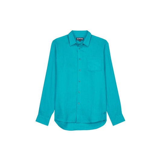 Vilebrequin Mens Linen Shirt / Caroubis / Horizon Blue / RRP £185