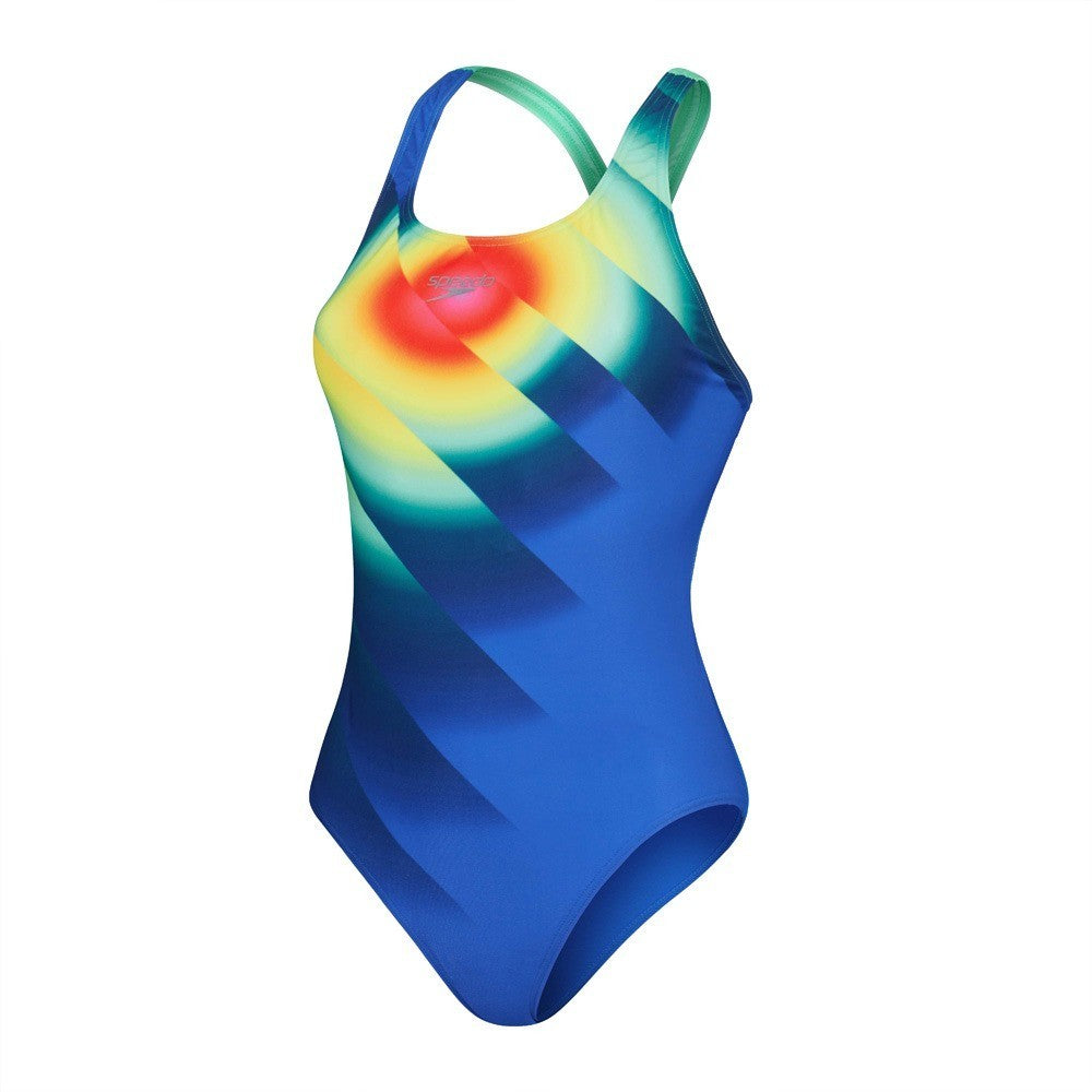 Speedo Women's Placement Powerback Swimsuit / Green Cobalt / RRP £38