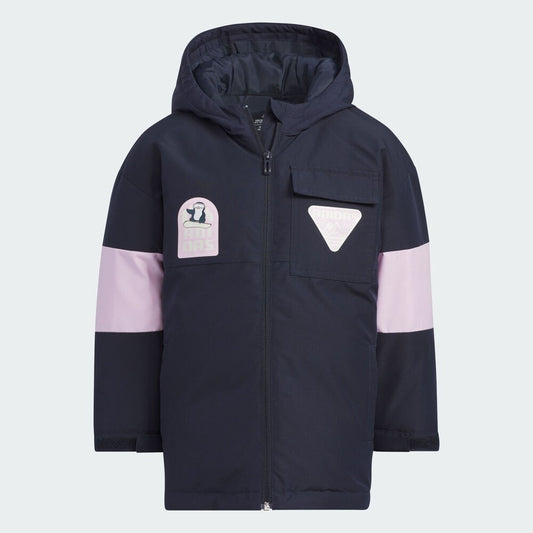 Adidas Kids Down Parka Winter Coat / Navy Pink / RRP £95