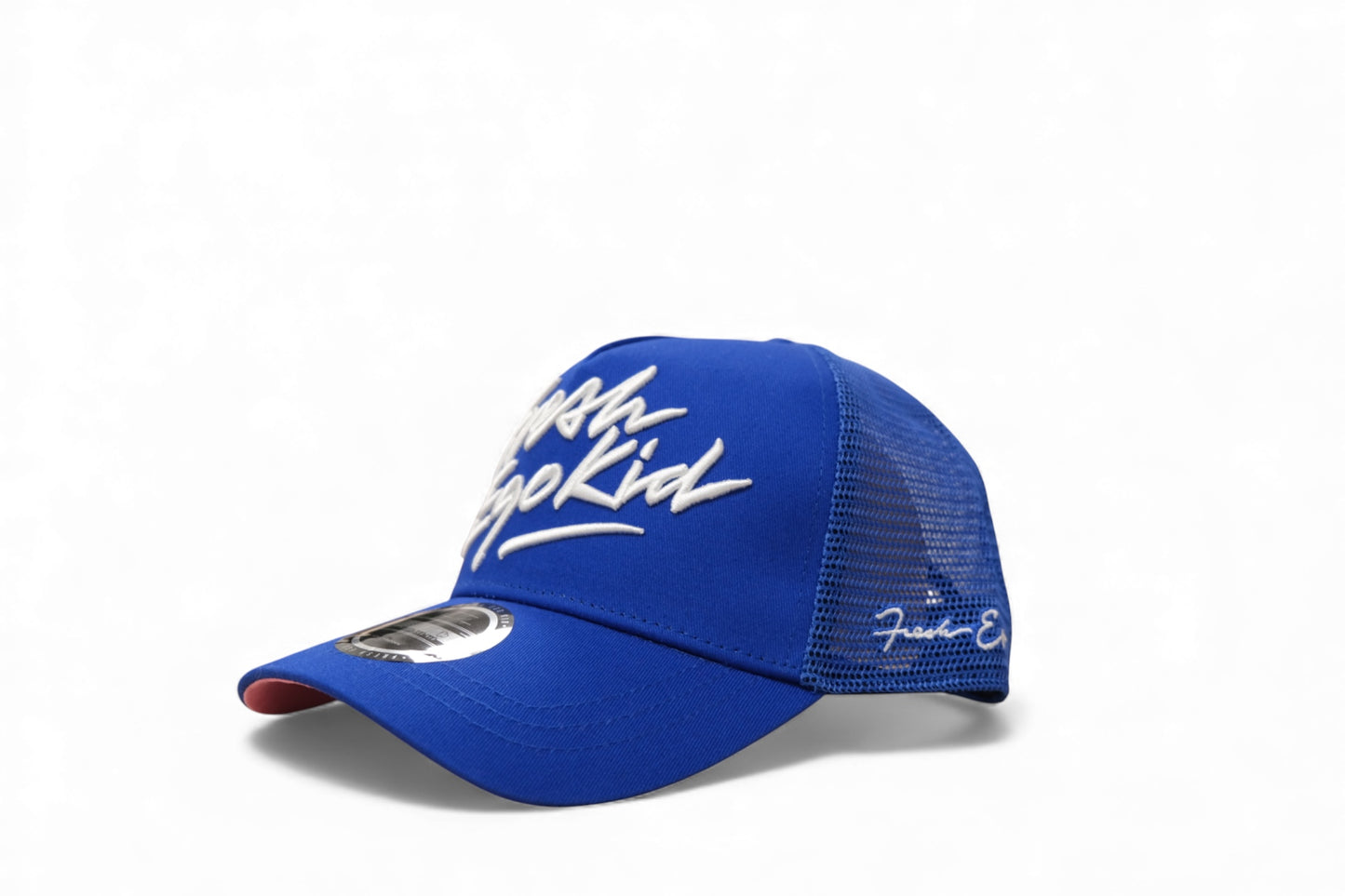 Fresh Ego Kid Script Trucker Cap / Blue White Pink / RRP £35