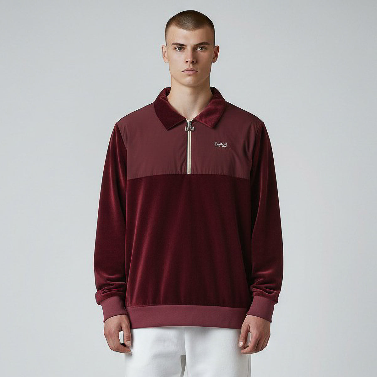 Rey Royal Zip Velour Polo - Ruby Red