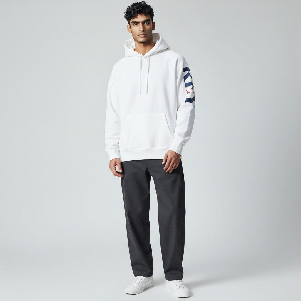 Rey Crown Sleeve Print Hoodie