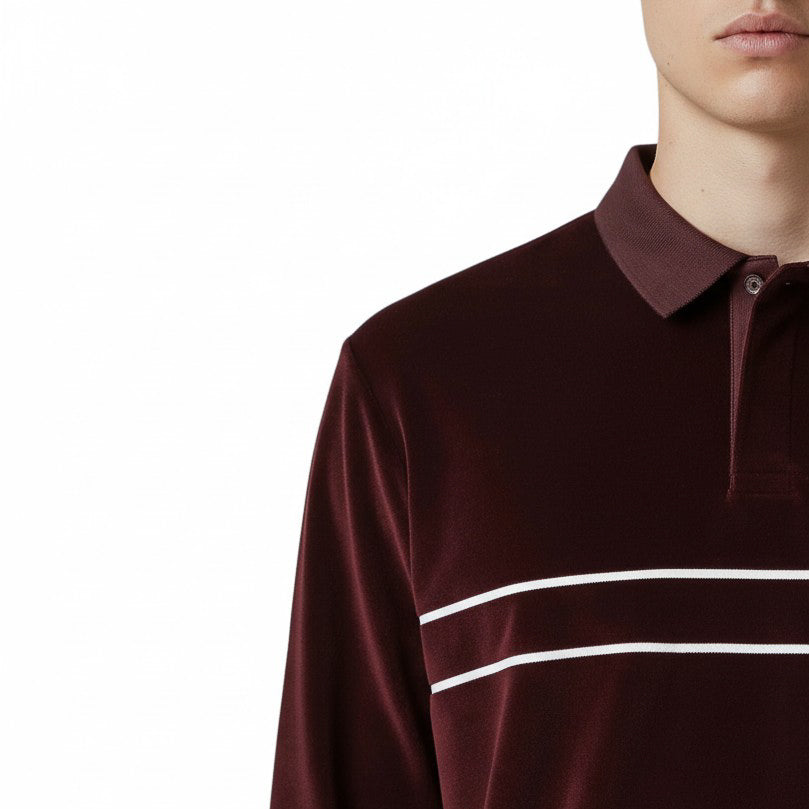 Rey Royal Button Velour Polo - Ruby Red