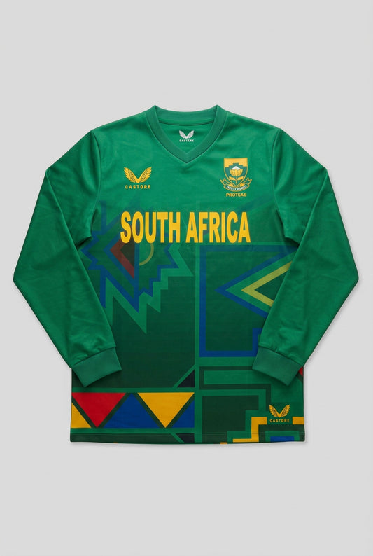 Castore Mens Long Sleeve South Africa Cricket Playing Top / Green / RRP £65
