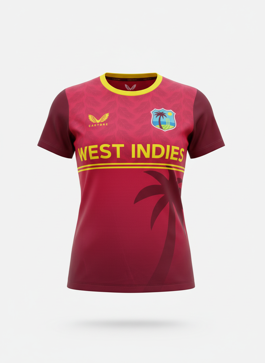 Castore Womens Cricket Top / West Indies / Maroon / RRP £60