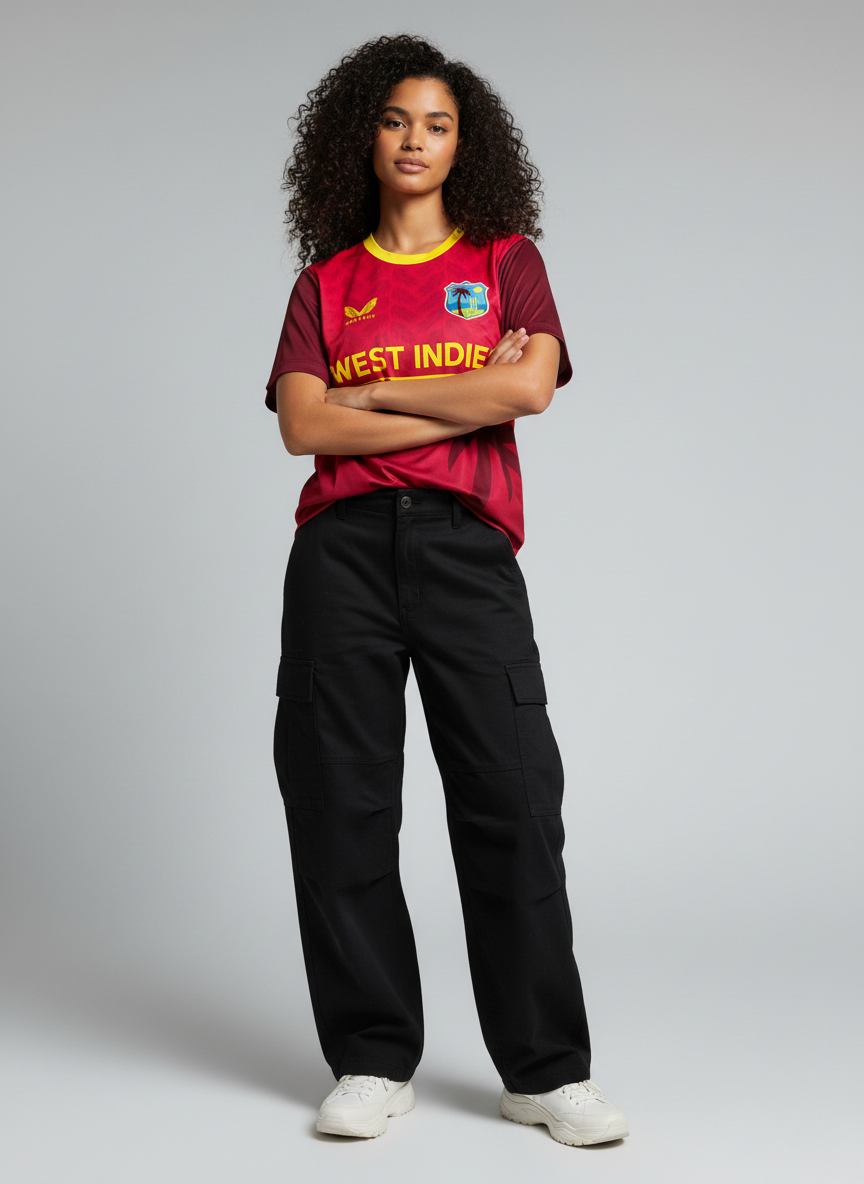 Castore Womens Cricket Top / West Indies / Maroon / RRP £60