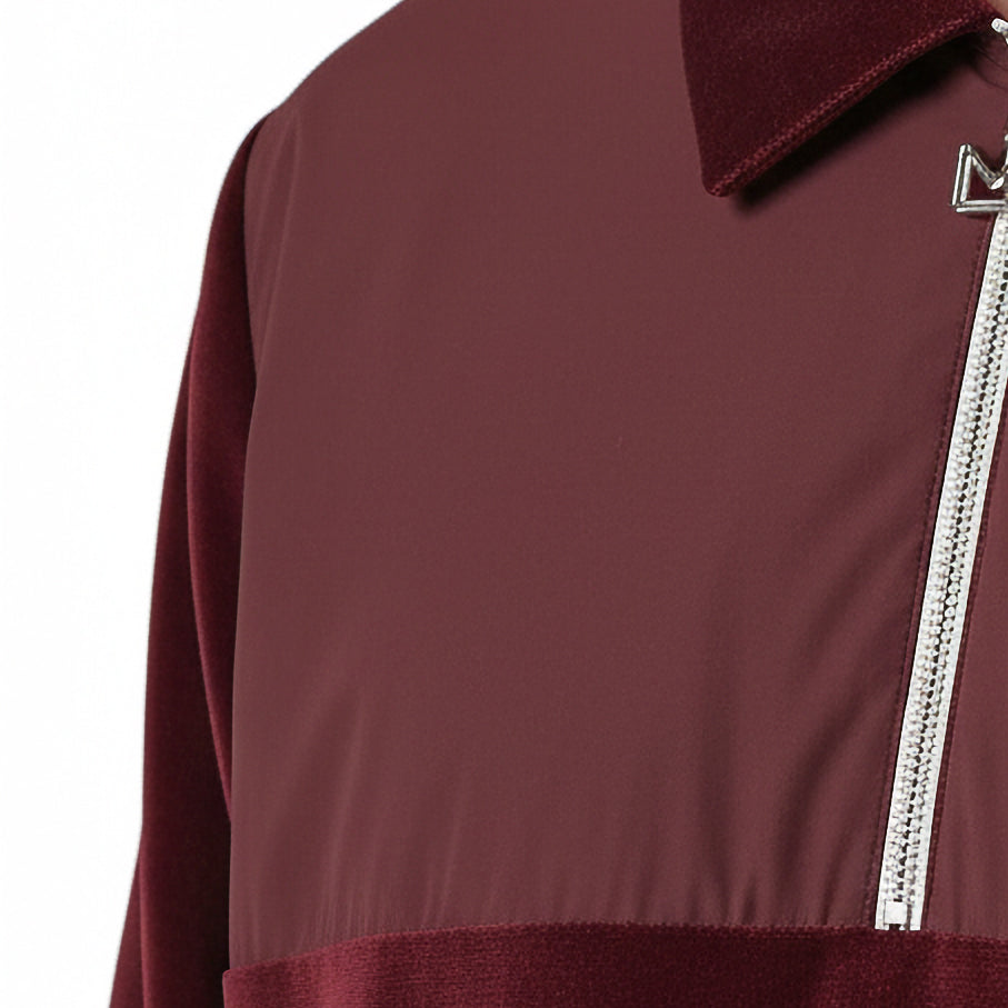 Rey Royal Zip Velour Polo - Ruby Red