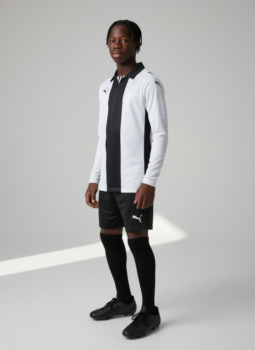 Puma Kids Long Sleeve Football Shirt / Black White / RRP £25