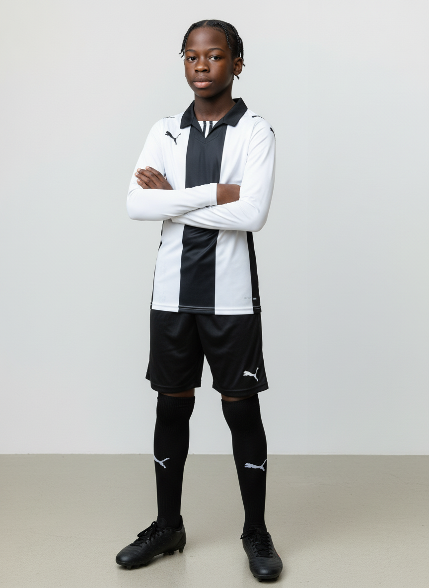 Puma Kids Long Sleeve Football Shirt / Black White / RRP £25