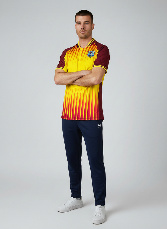 Castore Mens Cricket Top / West Indies / Yellow Maroon / RRP £60