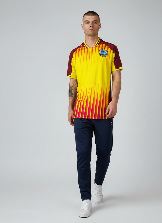Castore Mens Cricket Top / West Indies / Yellow Maroon / RRP £60