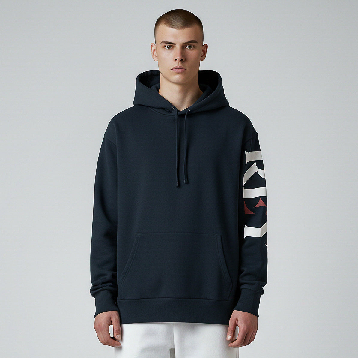 Rey Crown Sleeve Print Hoodie