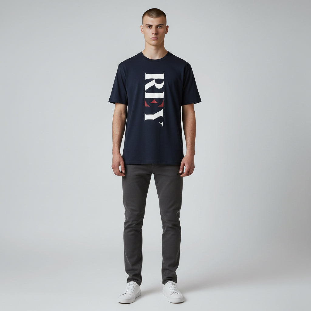 Rey Crown Print Tee - Navy