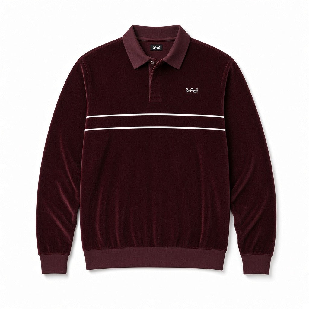 Rey Royal Button Velour Polo - Ruby Red