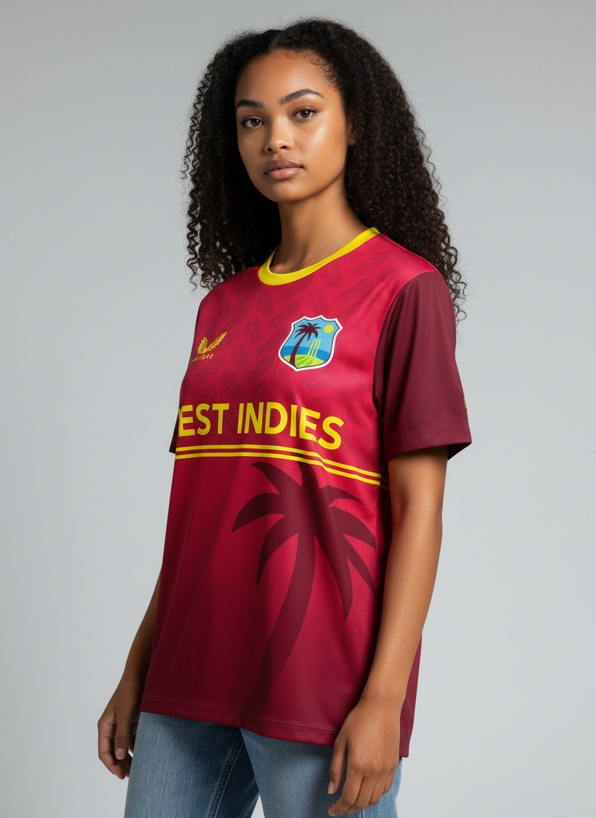 Castore Womens Cricket Top / West Indies / Maroon / RRP £60